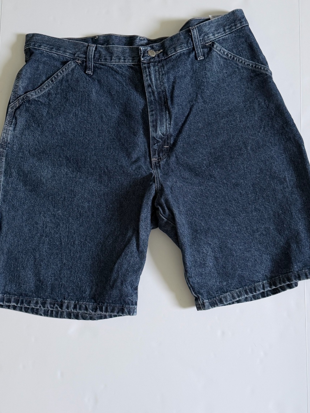 Wrangler Carpenter Denim Shorts 38 Regular Blue Cotton Work Utility Relaxed Fit